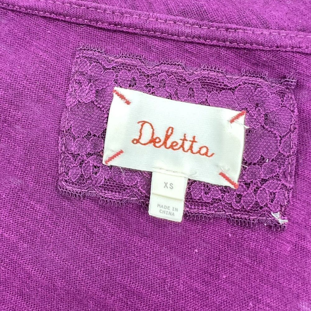 Anthropologie Deletta Beaded Scoop Neck Tee Purple Size XS - Picture 4 of 6